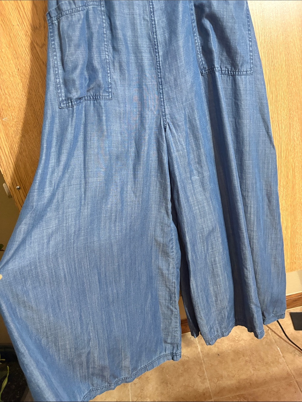 NATURAL LIFE Blue Wide-Leg Chambray Jumpsuit - Picture 6 of 13